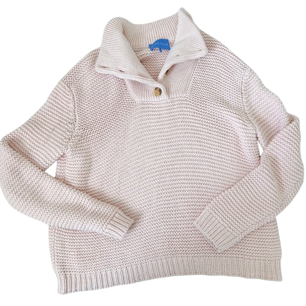 Women's Light Pink Half-Zip Knit Sweater